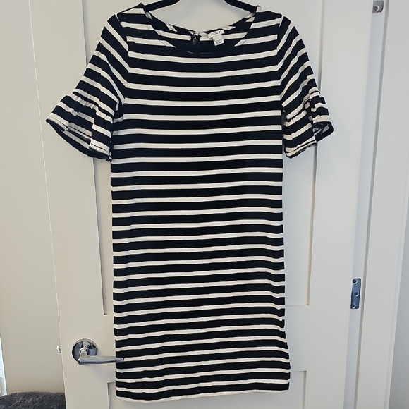 J. Crew stripped Black And White Shirt Dress 100% Cotton Size S - Picture 1 of 12